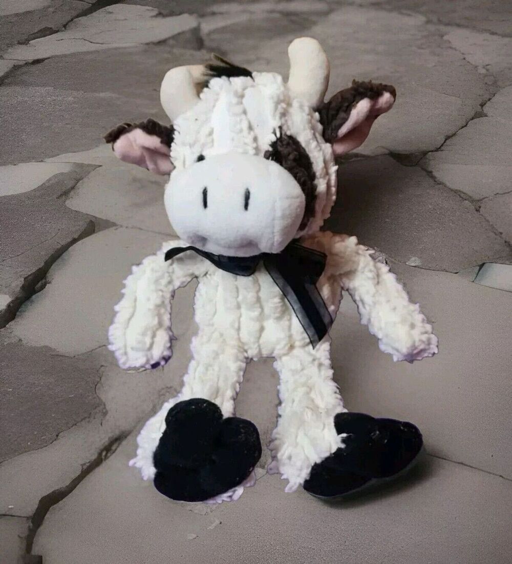 Fiesta Chenille Bean Bag white Cow 9.5" Stuffed Animal Plush Gift Toy